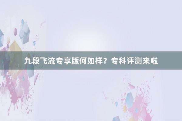 九段飞流专享版何如样？专科评测来啦